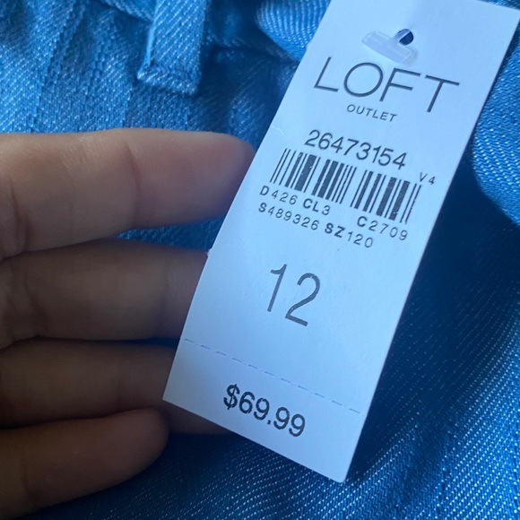 LOFT Chambray Tie Waist Slim Pants - NWT- SZ 12 Denim - Spring Jeans Ann Taylor - Picture 6 of 8